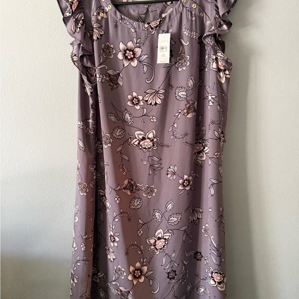 LOFT Purple Floral Plus Dress